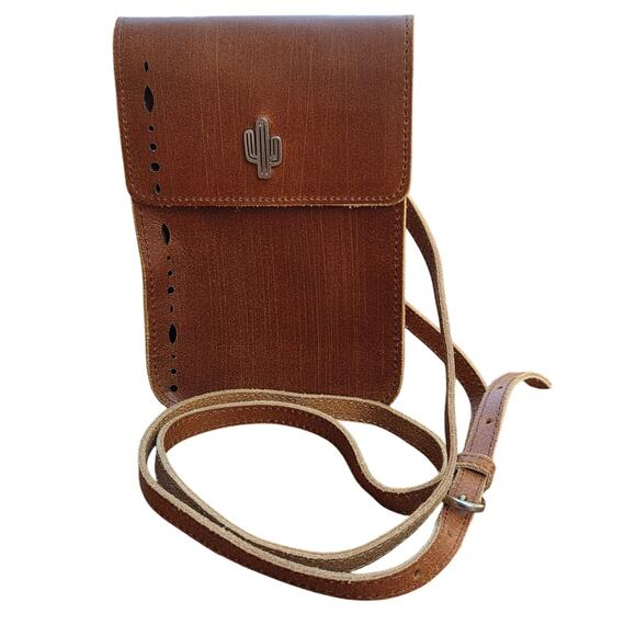 Most Wanted USA Cactus Mini Crossbody Bag Brown Leather Festival NEW - Picture 5 of 10